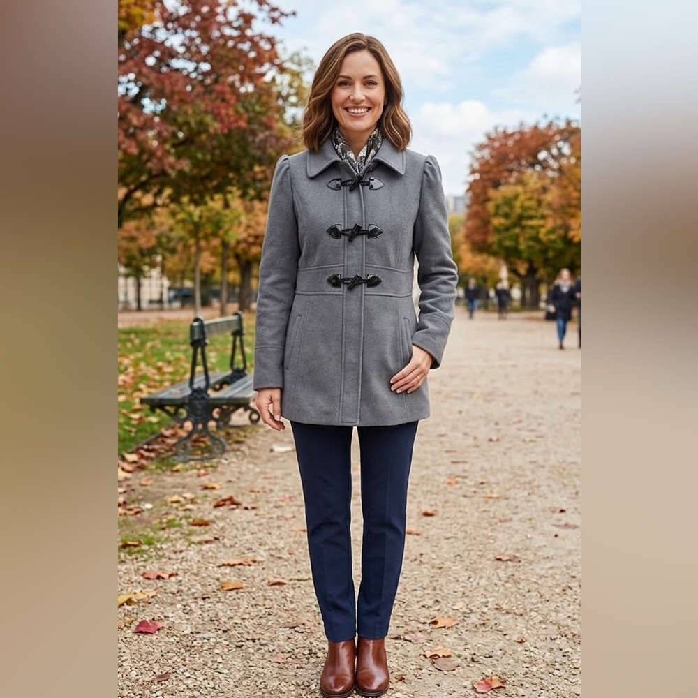 A.N.A Charcoal Grey Toggle Pea Coat Fall Winter Classic Outdoor Dressy Casual